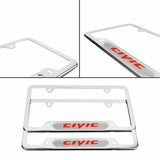Brand New Universal 2PCS HONDA CIVIC Chrome Metal License Plate Frame