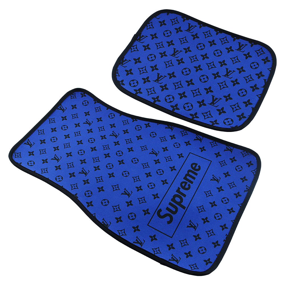 Brand New 4PCS UNIVERSAL SUPREME BLUE Racing Fabric Car Floor Mats Interior Carpets