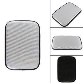 BRAND NEW UNIVERSAL CARBON FIBER SILVER Car Center Console Armrest Cushion Mat Pad Cover
