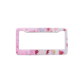 Brand New Universal 1PCS Anime Girl Poof Metal Pink License Plate Frame