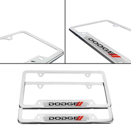 Brand New Universal 2PCS Dodge Chrome Metal License Plate Frame