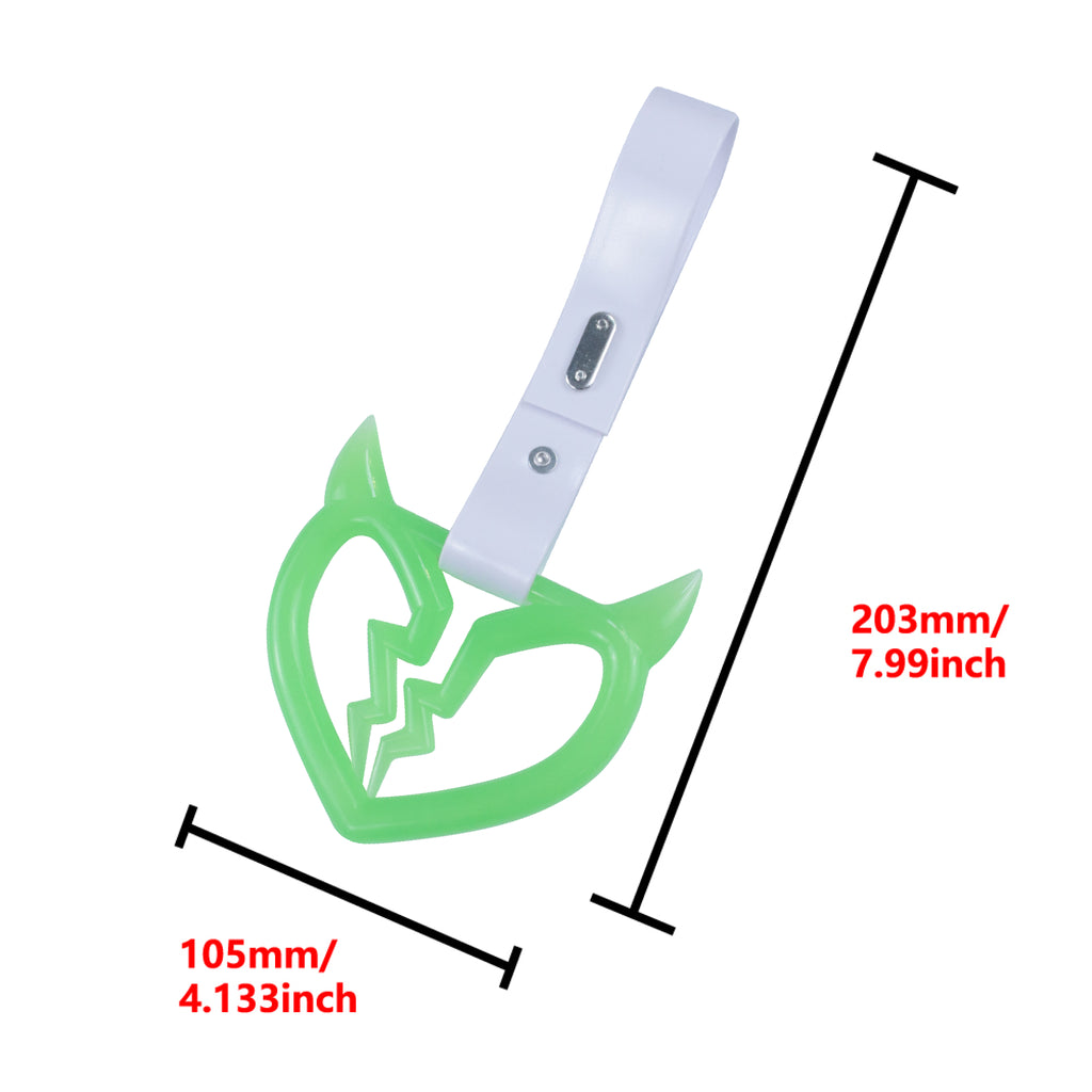 Brand New Devil Demon Broken Heart Green Glow In The Dark JDM TSURIKAWA Ring Subway Train Bus Handle Strap Charm Drift