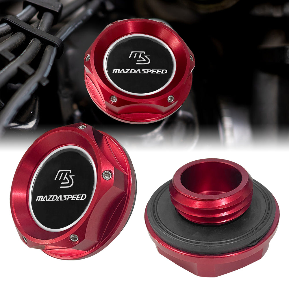 Brand New JDM Mazdaspeed Red Aluminum Engine Oil Fuel Filler Cap Billet For Mazda
