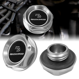 Brand New JDM Mazdaspeed Silver Aluminum Engine Oil Fuel Filler Cap Billet For Mazda