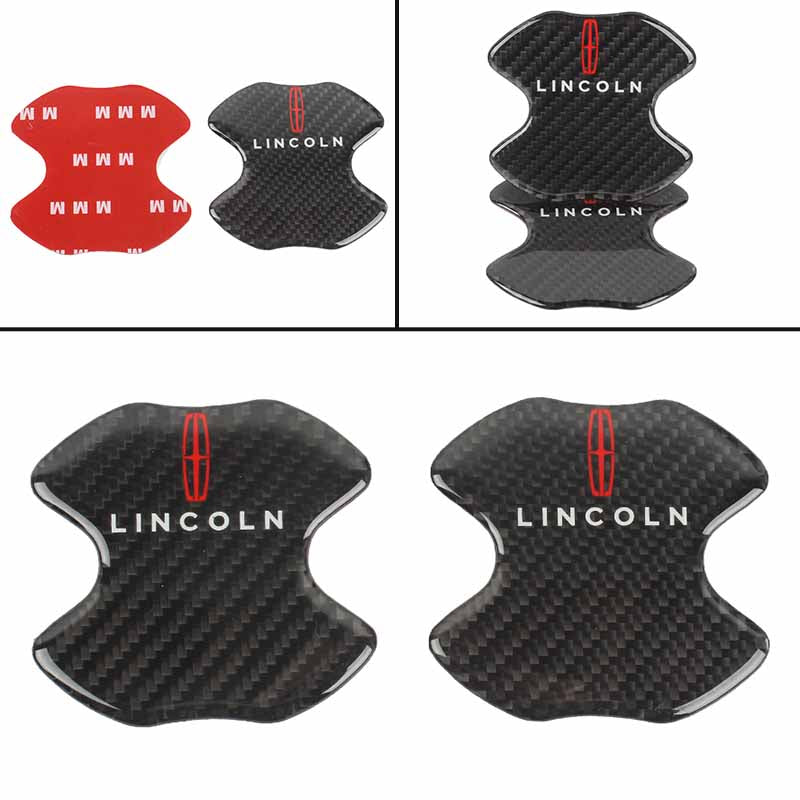 BRAND NEW UNIVERSAL 2PCS LINCOLN REAL CARBON FIBER ANTI-SCRATCH DOOR HANDLE PROTECTOR