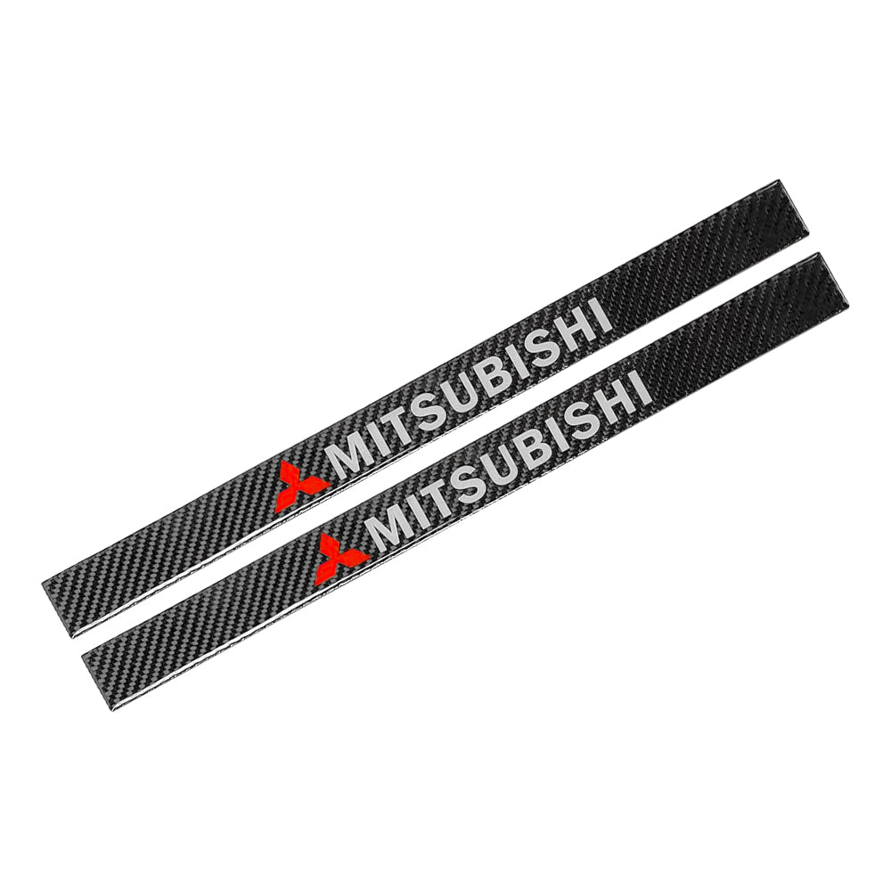 Brand New 4PCS Universal Mitsubishi Real Carbon Fiber Black Car Door Scuff Sill Cover Panel Step Protector