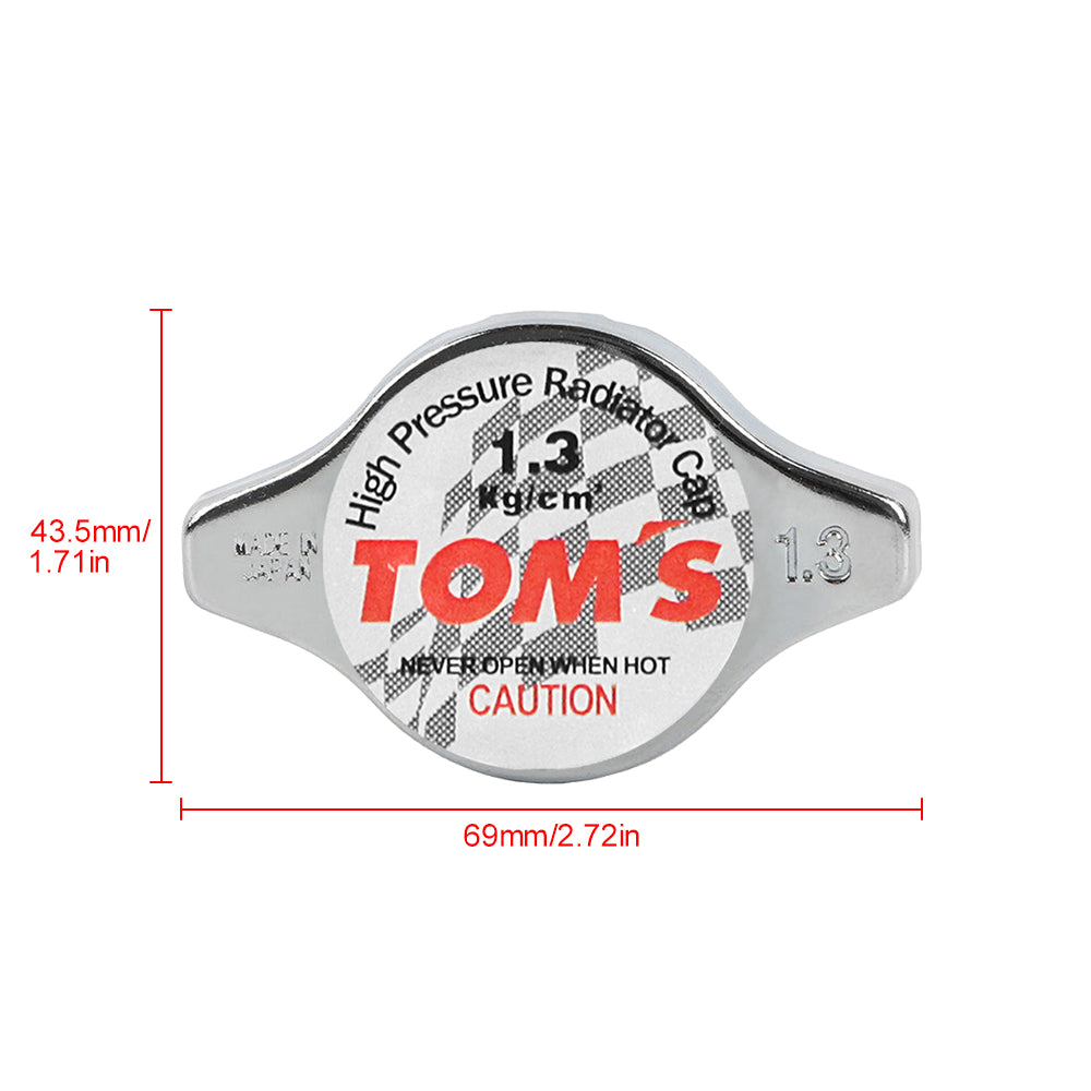 Brand New JDM 1.3bar 9mm Tom's Racing Chrome Racing Cap High Pressure Radiator Cap For Universal
