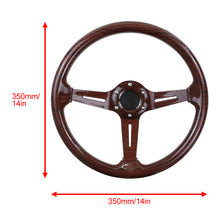 Load image into Gallery viewer, BRAND NEW UNIVERSAL 350MM 14&#39;&#39; Dark Wood Style Acrylic Deep Dish 6 Holes Steering Wheel w/Horn Button Cover