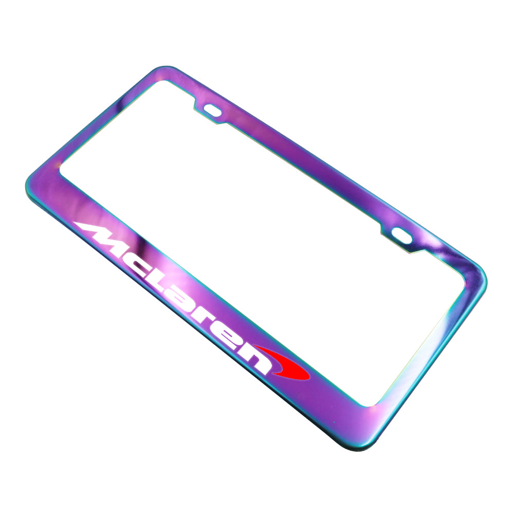 Brand New 1PCS UNIVERSAL MCLAREN Neo Chrome Stainless Steel License Plate Frame