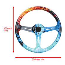 Load image into Gallery viewer, BRAND NEW UNIVERSAL 350MM 14&#39;&#39; Graphic Fire &amp; Water Style Acrylic Deep Dish 6 Holes Steering Wheel w/Horn Button Cover