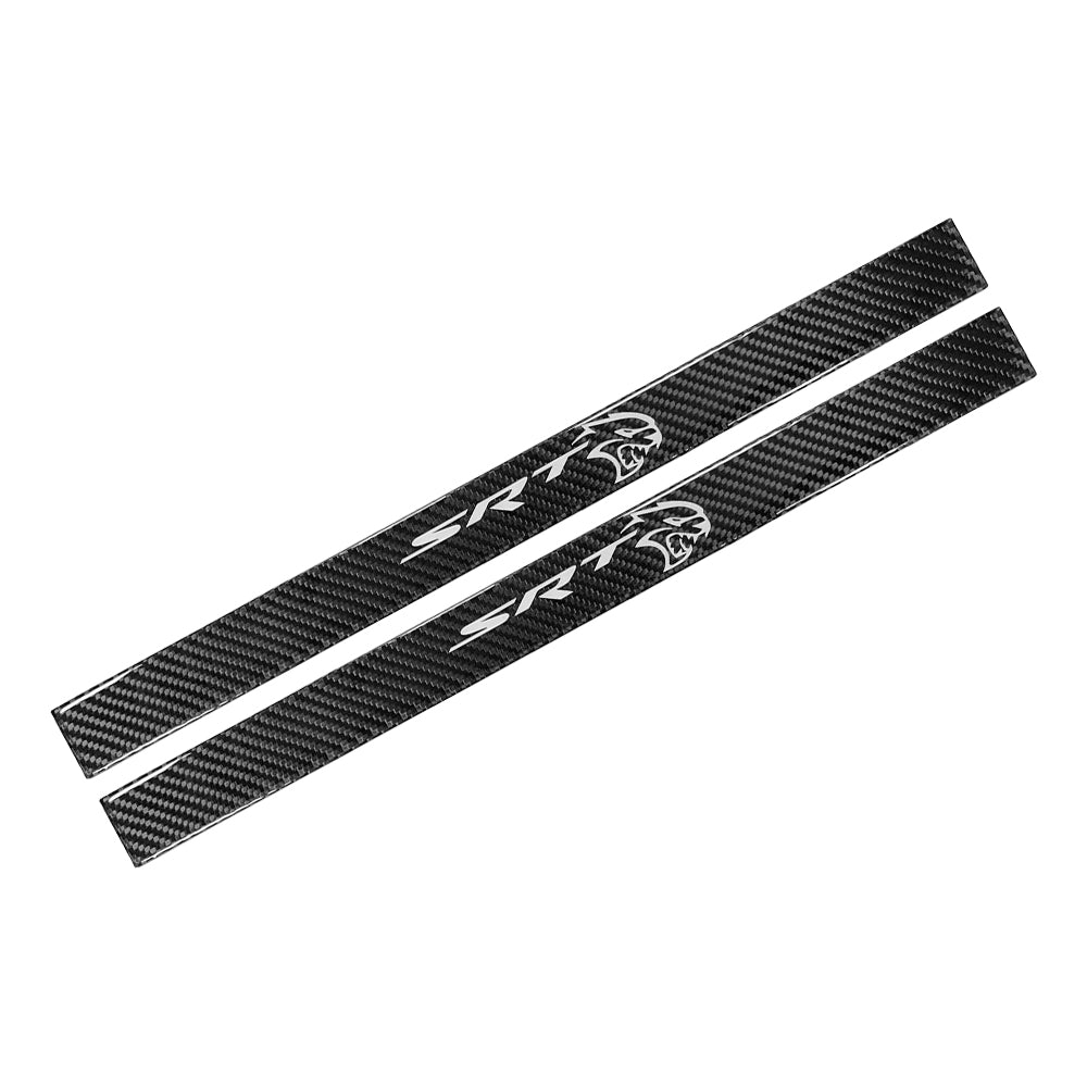 Brand New 4PCS Universal SRT Real Carbon Fiber Black Car Door Scuff Sill Cover Panel Step Protector