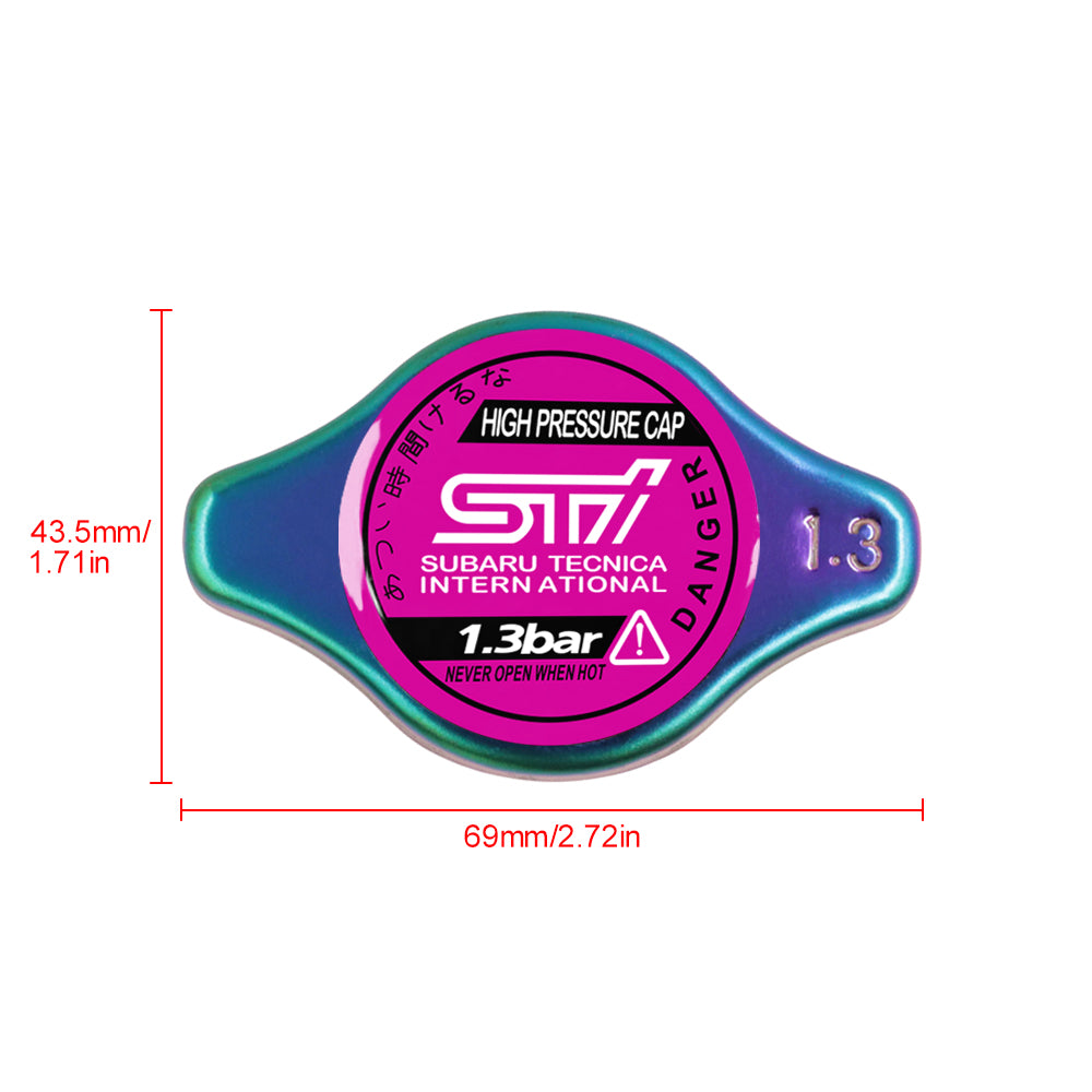 Brand New JDM 1.3bar 9mm Subaru STI Neo Chrome Racing Cap High Pressure Radiator Cap