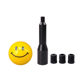 Brand New Universal JDM SMILE FACE Yellow Ball Manual Gear Stick Shift Knob M8 M10 M12 & Black Shifter Extender Extension