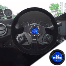 Load image into Gallery viewer, Brand New 14&quot; MOMO Style Racing Black Stitching Leather Suede Sport Steering Wheel w Horn Button