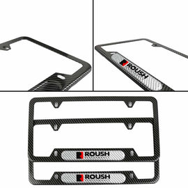 Brand New Universal 2PCS Roush Performance Carbon Fiber Look Metal License Plate Frame