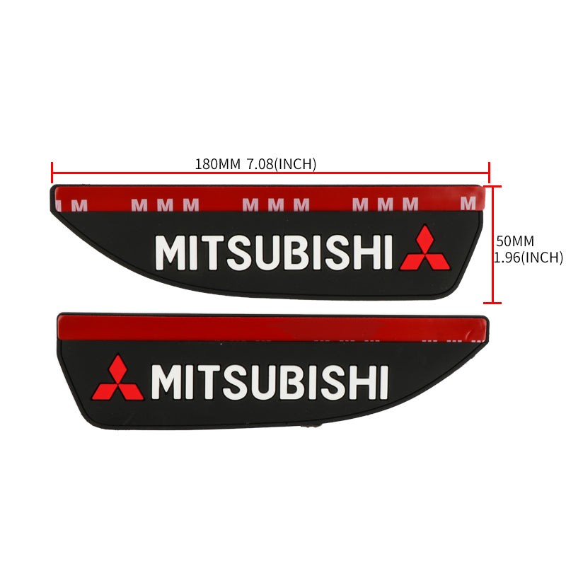BRAND NEW 2PCS MITSUBISHI Black Rubber Car Rear View Side Mirror Rain Board Eyebrow Guard Sun Visor