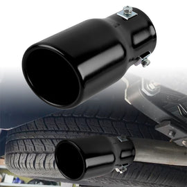 Brand New Universal Black Single Round Shape Car Exhaust Muffler Tip Straight Pipe 63mm 2.5‘’ Inlet