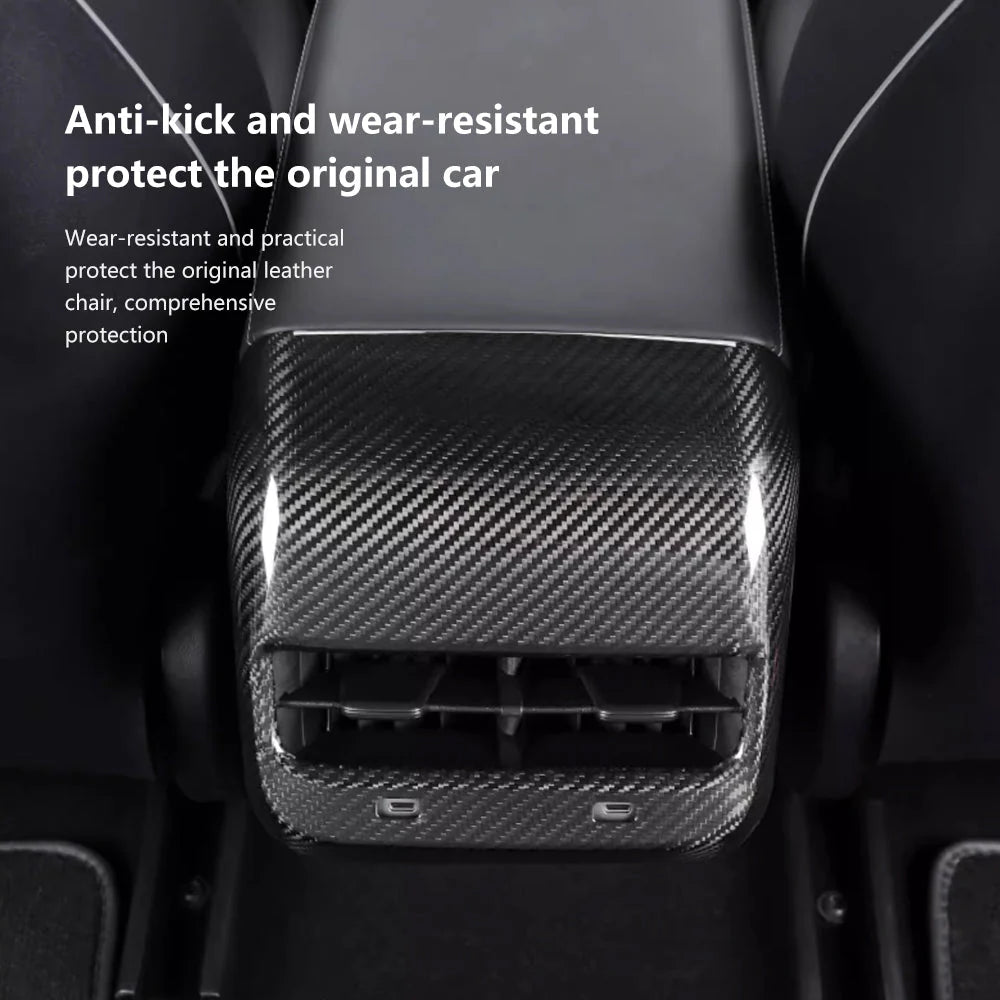 Brand New 2017-2024 Tesla Model 3 & Y Real Carbon Fiber Rear Backseat A/C Vent Cover Trim