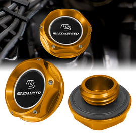 Brand New JDM Mazdaspeed Gold Aluminum Engine Oil Fuel Filler Cap Billet For Mazda