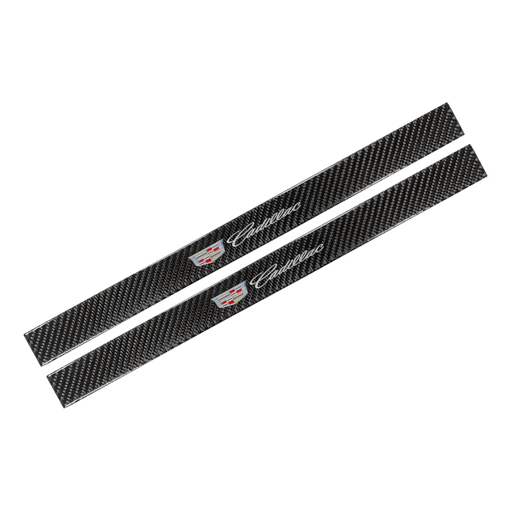 Brand New 4PCS Universal Cadillac Real Carbon Fiber Black Car Door Scuff Sill Cover Panel Step Protector