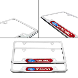 Brand New Universal 2PCS Ford Racing Chrome Metal License Plate Frame