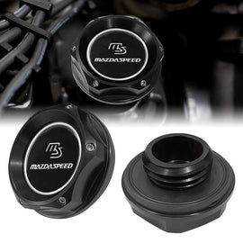 Brand New JDM Mazdaspeed Black Aluminum Engine Oil Fuel Filler Cap Billet For Mazda