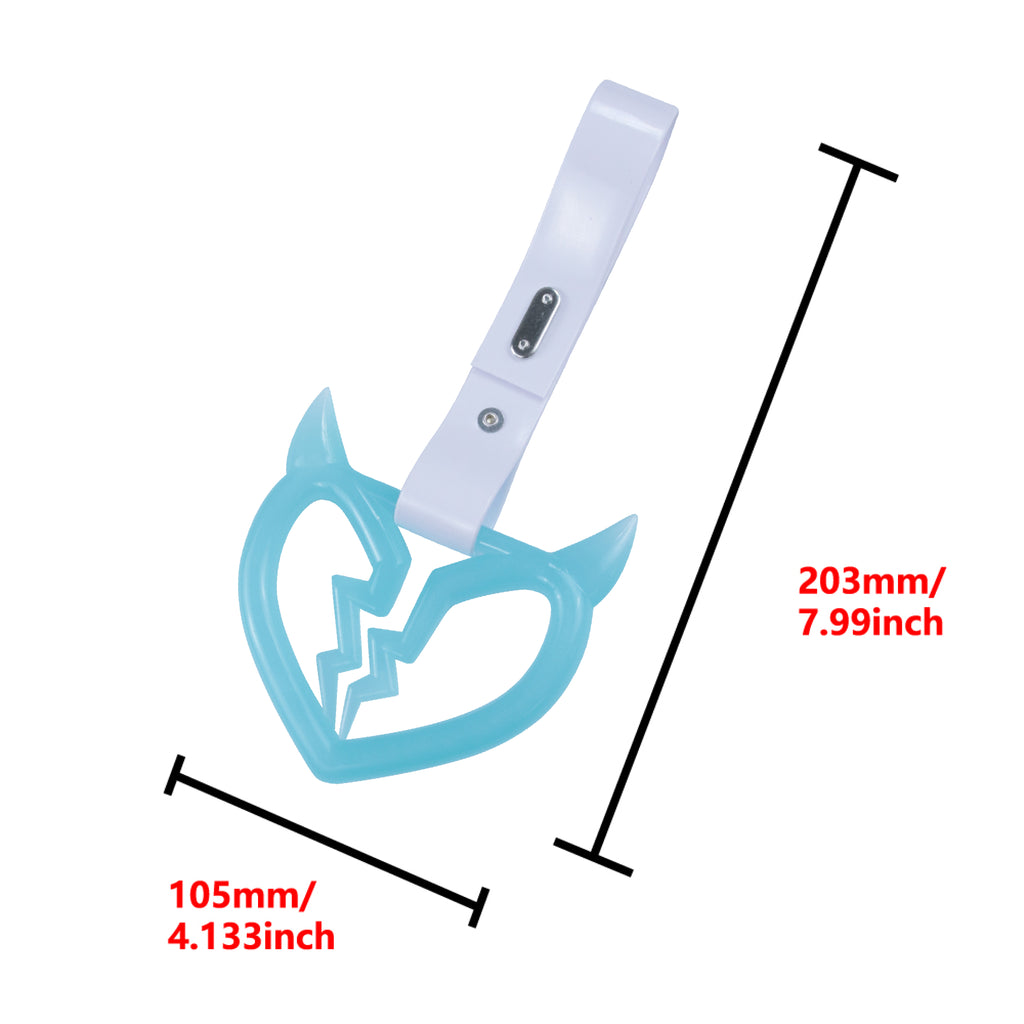 Brand New Devil Demon Broken Heart Teal Glow In The Dark JDM TSURIKAWA Ring Subway Train Bus Handle Strap Charm Drift
