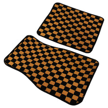 Load image into Gallery viewer, Brand New 4PCS UNIVERSAL CHECKERED ORANGE Racing Fabric Car Floor Mats Interior Carpets