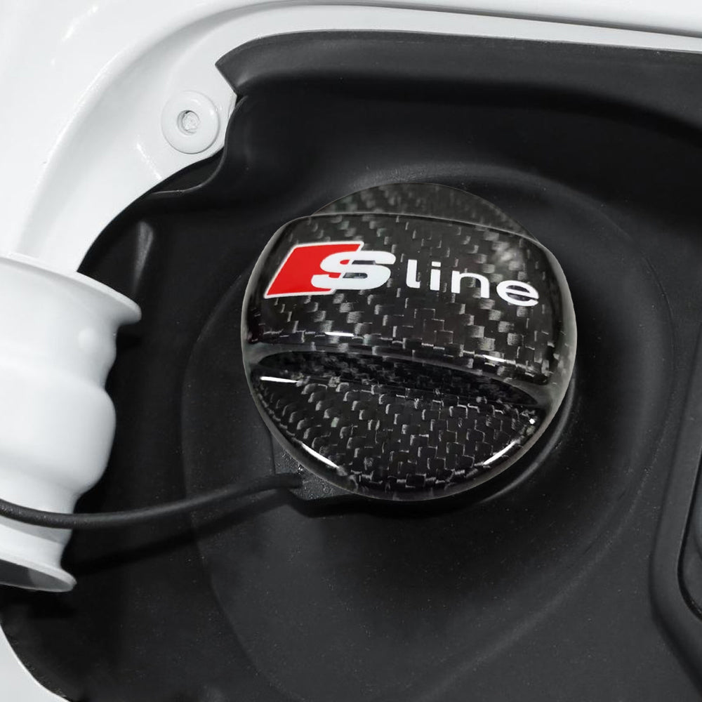 BRAND NEW UNIVERSAL SLINE Real Carbon Fiber Gas Fuel Cap Cover For Audi