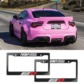 Brand New Universal 2PCS JDM INITIAL D AKINA SPEEDSTAR ABS Plastic Black License Plate Frame