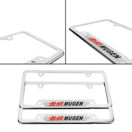 Brand New Universal 2PCS Mugen Chrome Metal License Plate Frame
