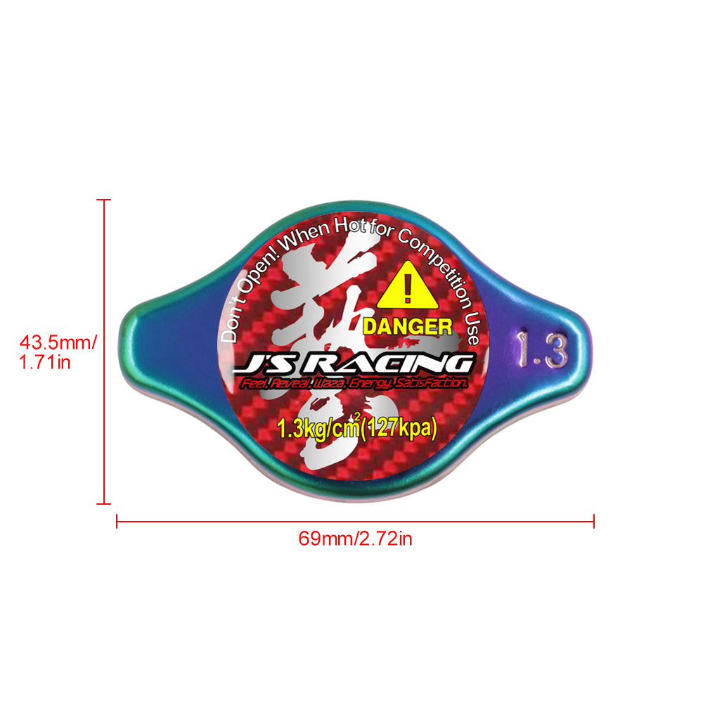 Brand New JDM 1.3bar 9mm J'S RACING Waza Neo Chrome Racing Cap High Pressure Radiator Cap For Universal