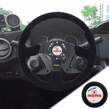 Load image into Gallery viewer, Brand New 14&quot; MOMO Style Racing Black Stitching Leather Suede Sport Steering Wheel w Horn Button