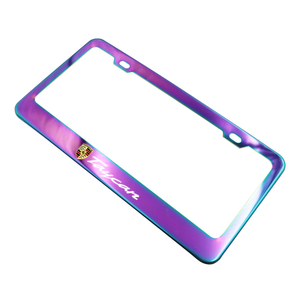 Brand New 1PCS UNIVERSAL PORSCHE TAYCAN Neo Chrome Stainless Steel License Plate Frame