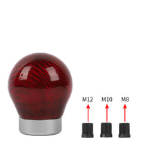Load image into Gallery viewer, Brand New Universal Real Carbon Fiber Red Round Ball Manual Car Racing Gear Shift Knob Shifter M12 M10 M8