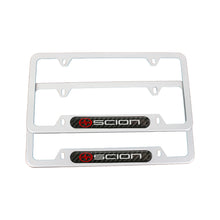 Load image into Gallery viewer, Brand New Universal 2PCS SCION Silver Metal License Plate Frame