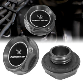 Brand New JDM Mazdaspeed Gunmetal Aluminum Engine Oil Fuel Filler Cap Billet For Mazda