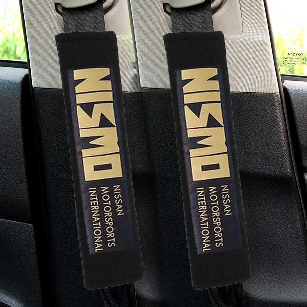 Brand New 2PCS JDM Nissan Nismo Black Racing Logo Embroidery Seat Belt Cover Shoulder Pads New