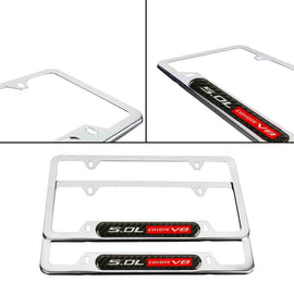 Brand New Universal 2PCS 5.0L COYOTE V8 Chrome Metal License Plate Frame