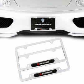 Brand New Universal 2PCS MAZDASPEED Silver Metal License Plate Frame