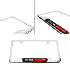 Brand New Universal 1PCS 5.0L COYOTE V8 Chrome Metal License Plate Frame