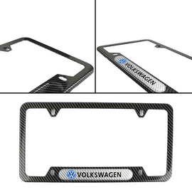 Brand New Universal 1PCS Volkswagen Carbon Fiber Look Metal License Plate Frame