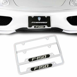 Brand New Universal 2PCS F-150 Silver Metal License Plate Frame