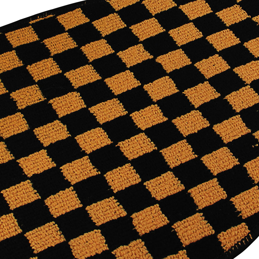 Brand New 4PCS UNIVERSAL CHECKERED ORANGE Racing Fabric Car Floor Mats Interior Carpets