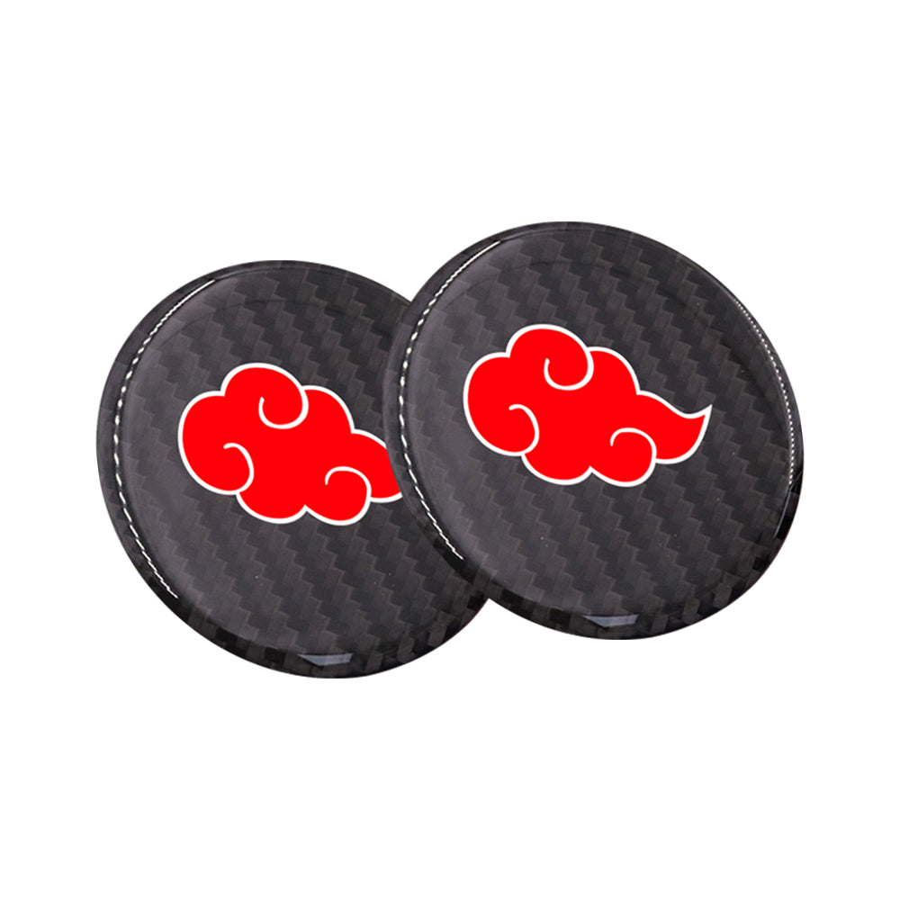 Brand New Universal 2PCS Naruto Cloud Akatsuki Real Carbon Fiber Car Cup Holder Pad Water Slot Non-Slip Mat