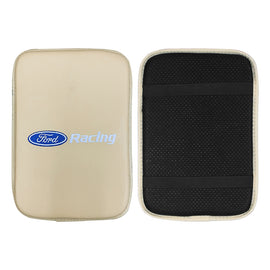 BRAND NEW UNIVERSAL FORD RACING BEIGE Car Center Console Armrest Cushion Mat Pad Cover Embroidery