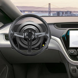 BRAND NEW UNIVERSAL 350MM 14'' Carbon Fiber Look Style Acrylic Deep Dish 6 Holes Steering Wheel w/Horn Button Cover