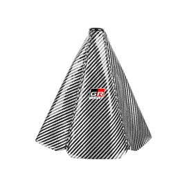 Brand New Universal GR SPORT Carbon Fiber Silver Leather PVC Style Black Stitch Leather Gear Manual Shifter Shift Knob Boot