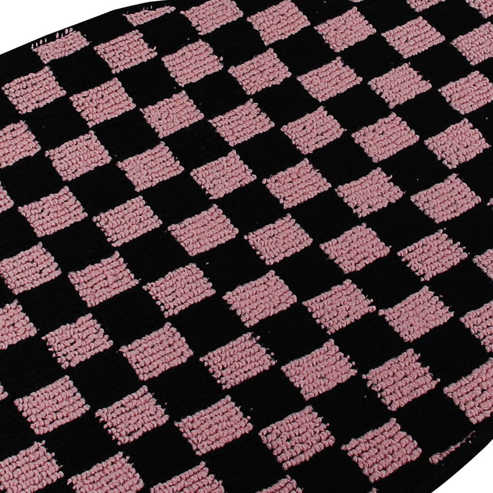Brand New 4PCS UNIVERSAL CHECKERED Pink Racing Fabric Car Floor Mats Interior Carpets