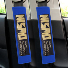 Load image into Gallery viewer, Brand New 2PCS JDM Nissan Nismo Blue Racing Logo Embroidery Seat Belt Cover Shoulder Pads New